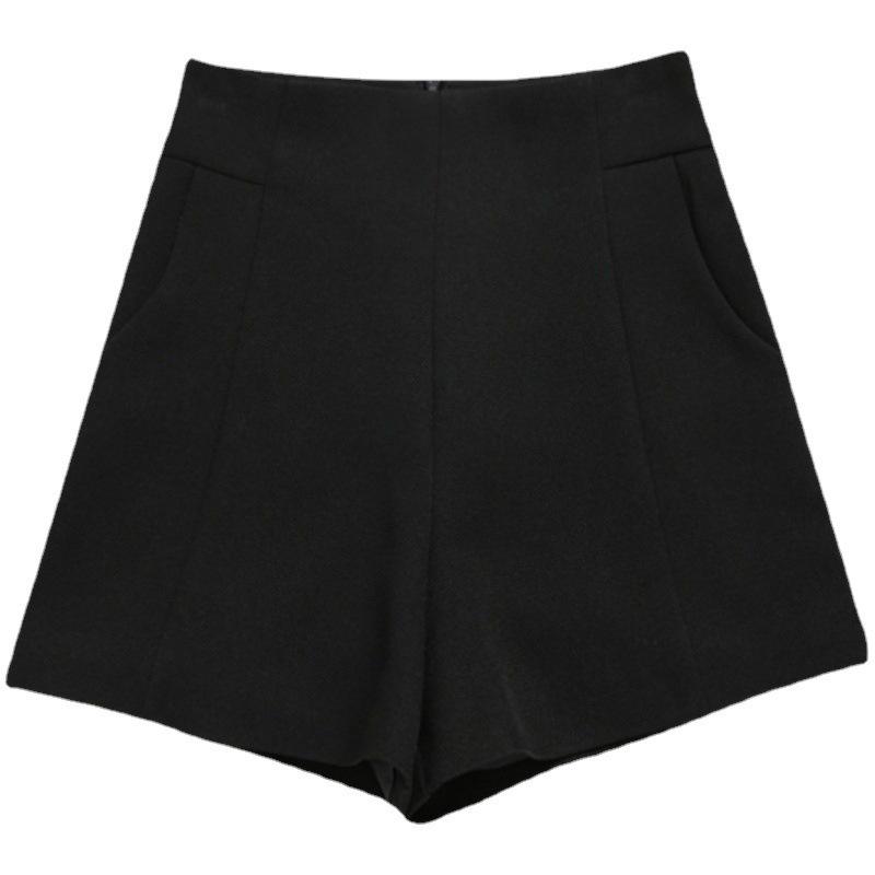 Black High-Waisted Wide-Leg Shorts - Versatile and Slimming Casual Wear for Women, 2023 Spring/Summer Korean Style Plus Size.