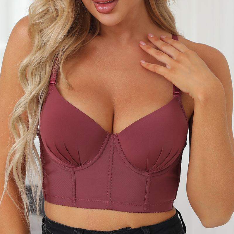 

French Bra Plus Size Underwear C Cup Push-up Thin Bra with Underwire Bra Retraction Breast Anti-slip Top 70C
