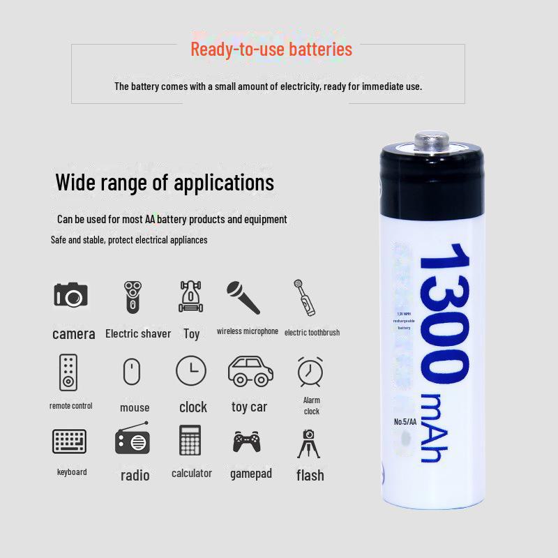 Double Pack: 5th Gen 1.2V 1300mAh Rechargeable Batteries for Remote Control Mouse