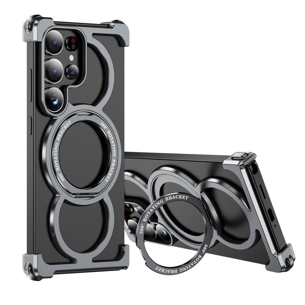 Samsung S25 Ultra Rotating Metal Stand Case | Magnetic Titanium Alloy Cover