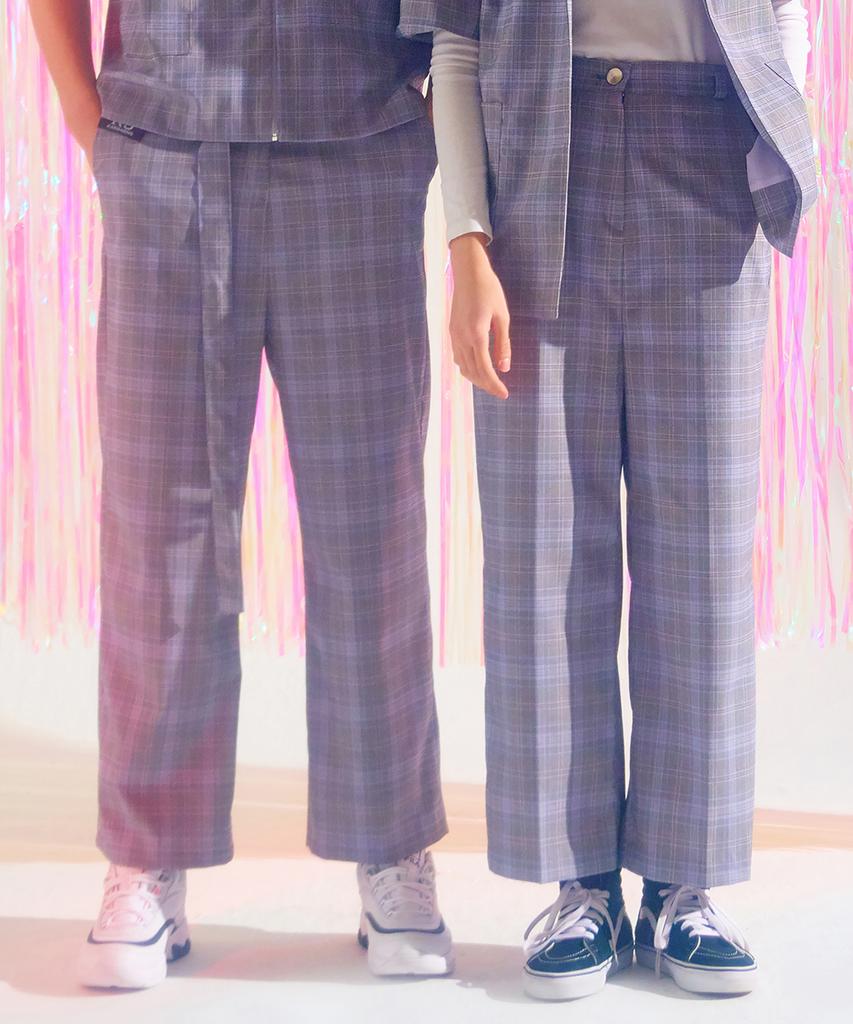 KATHARSIS Check Wide Pants (Purple)_S M