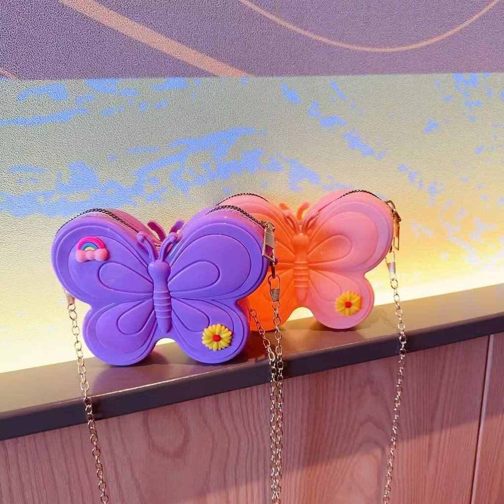 2025 Summer Colorful Butterfly Jelly Crossbody Mini Bag for Girls