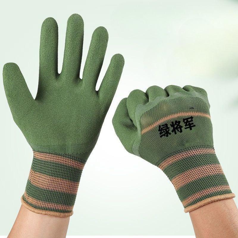 1 Pair Garden Gloves Breathable Waterproof Puncture-Resistant Hard-wearing Latex Coated Gardening Gloves
