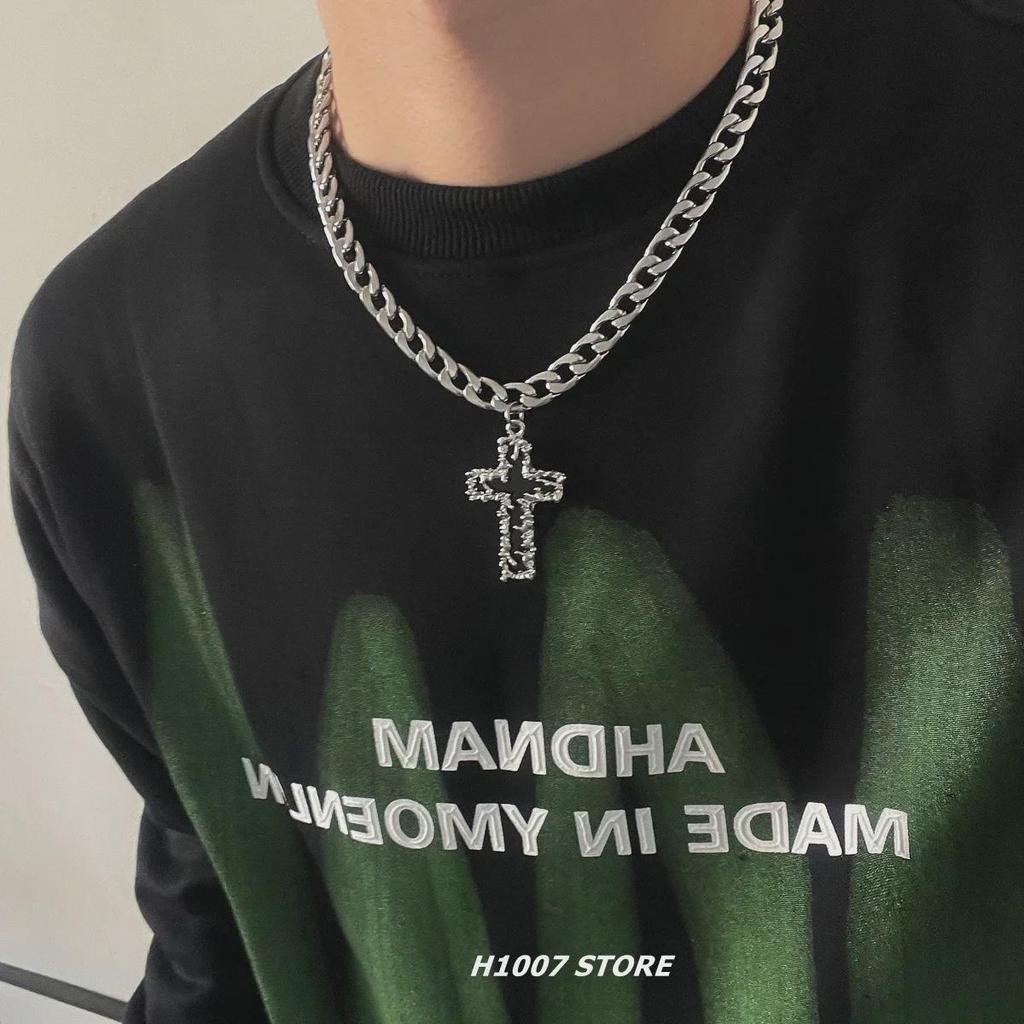 Dark Melting Style Cross Hip-Hop Cuban Necklace - Unisex Clavicle Sweater Chain
