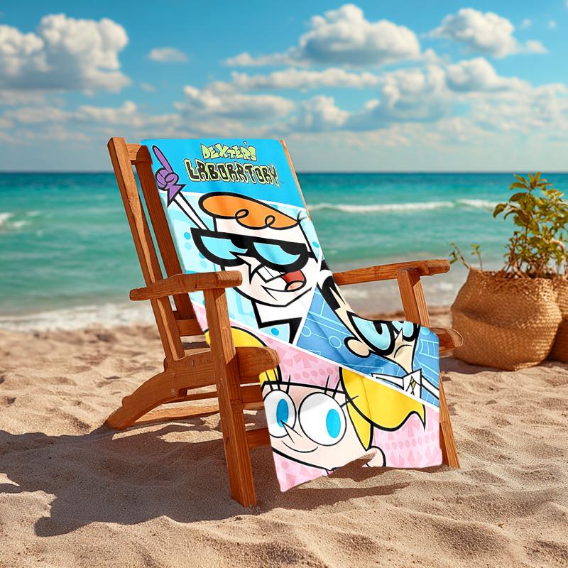 1Pc Dexter'S Lab Adventure Beach Towel, Quick Dry, Multi-Use for Beach Pool Gym Yoga Home Travel, Christmas, Halloween, Xmas Gift M929418