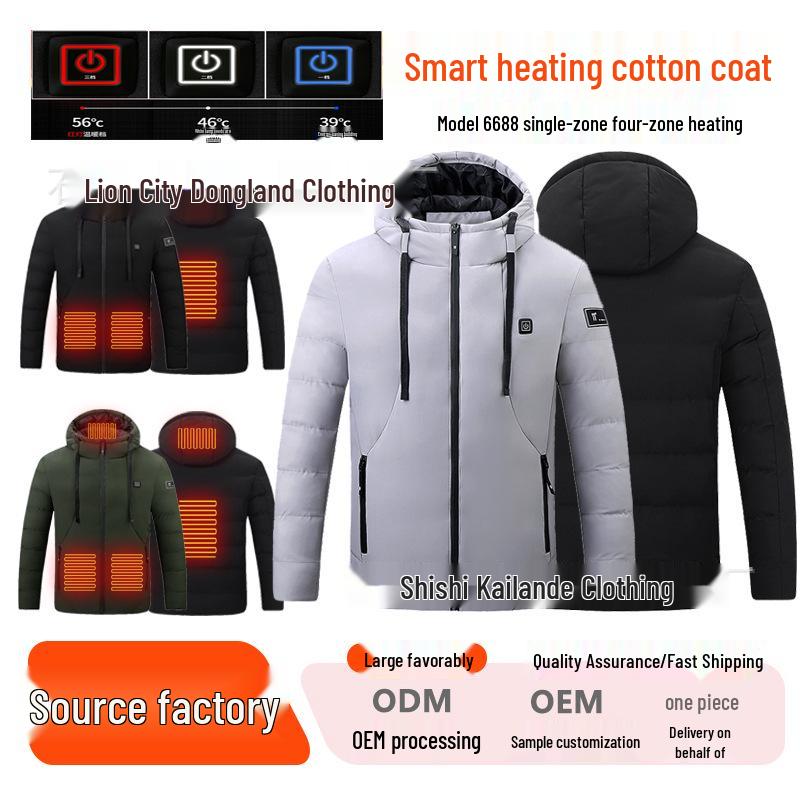 Unisex Smart Heated Winter Jacket with Hood - Rechargeable and Temperature-Controlled.