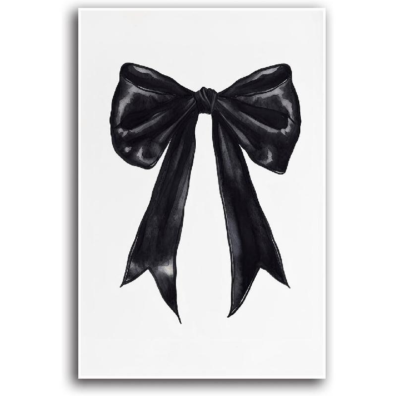 HEMAMGLL Black Bow Poster College Style Art Watercolor Bow Print Girl Wall Fashion Canvas Wall Art Print Room Decoration Suitable for Teenagers