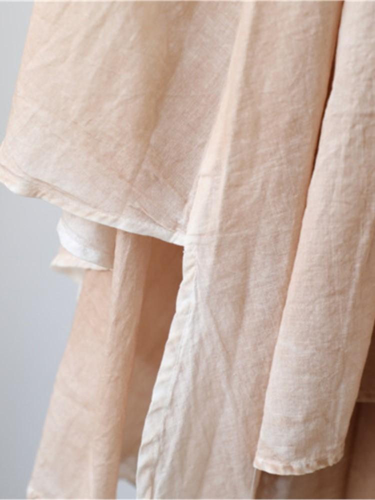 Johnature Dámské Vintage Nepravidelné sukně Pružný pas Léto Ležérní Dámské Oblečení Dvojité bavlněné plátěné sukně