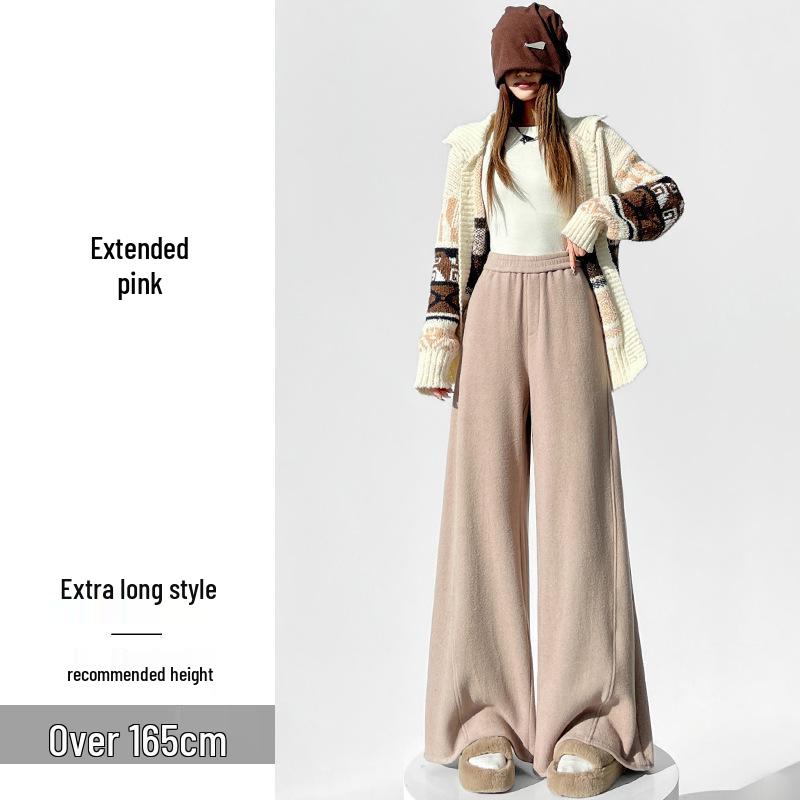 

2026 Women s High-Waisted Cashmere Velvet Wide-Leg Pants for Autumn and Winter Small