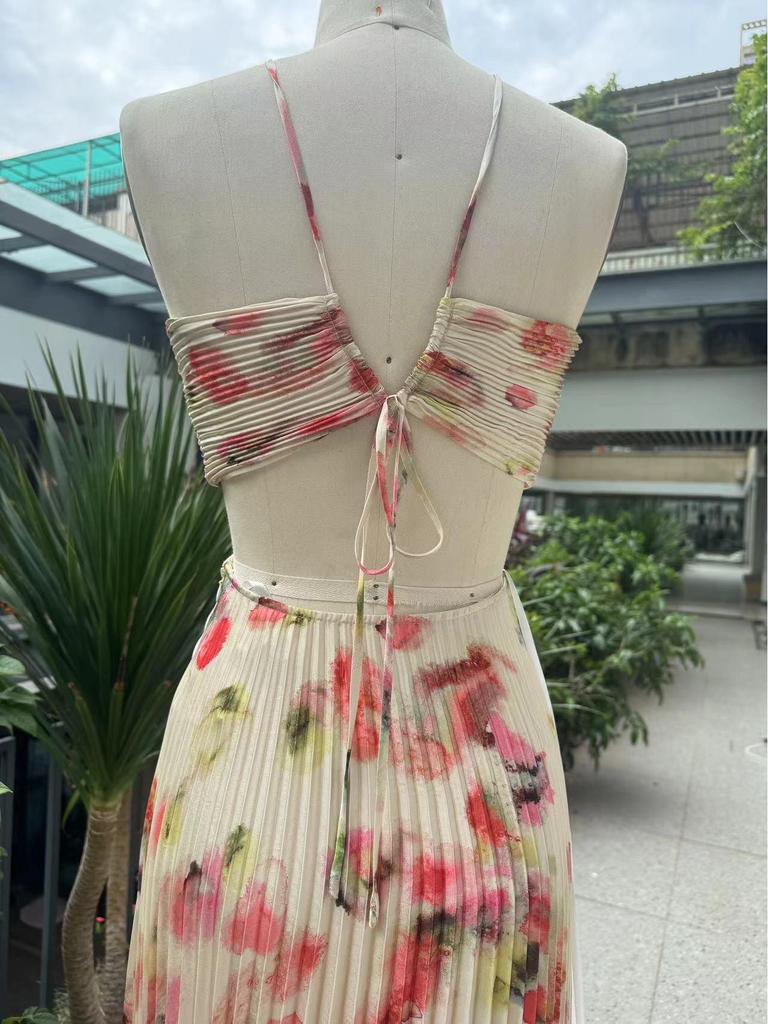ALC Spaghetti Strap Floral Long Evening Dress - Goddess Style