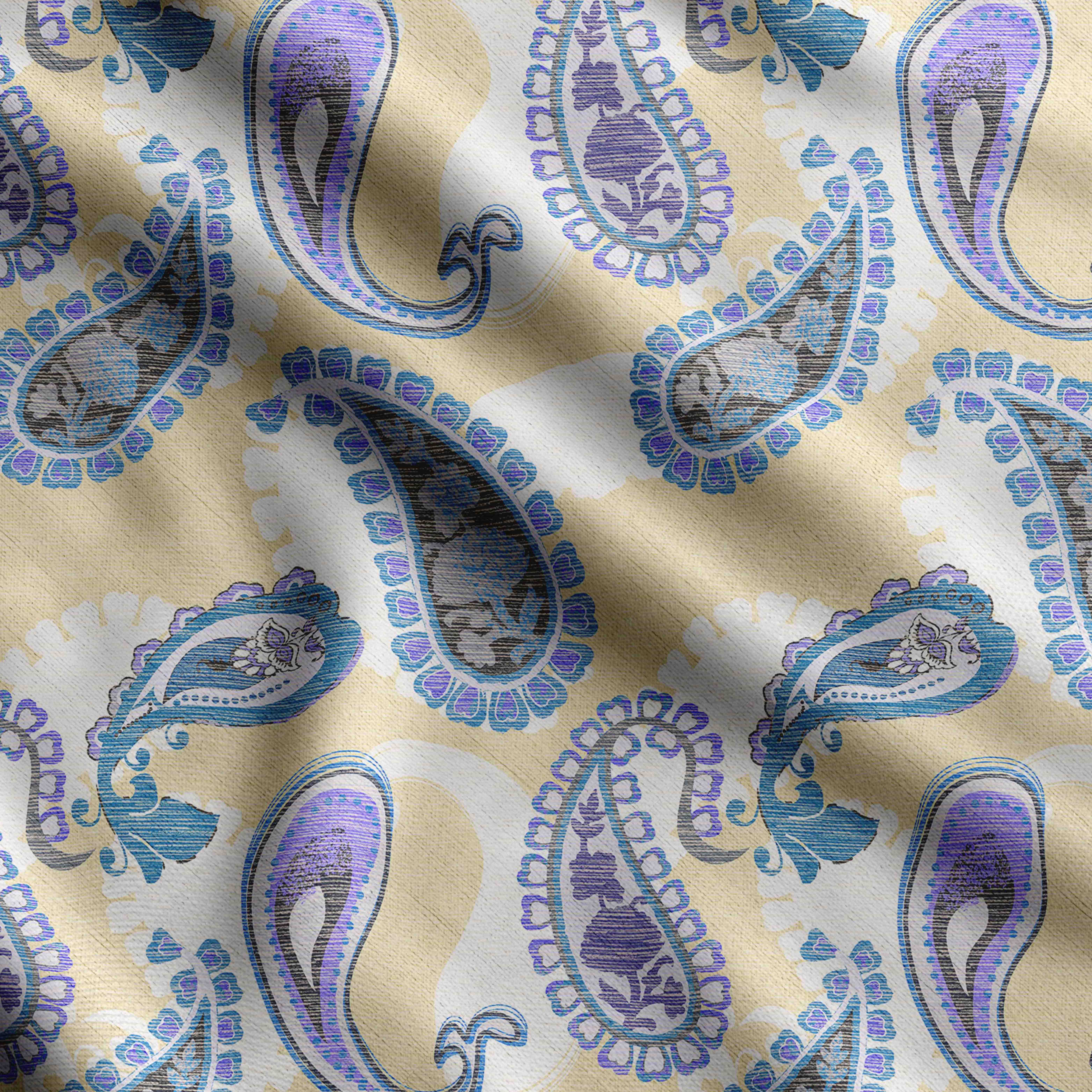 

Soimoi Asian Paisley Print, Cotton Cambric, Quilting Fabric Prod by The Yard Wide 42 Inch, Medium Weight Cotton Fabric, швейні приладдя, Beige & 42 Inch Wide - Cotton Cambric жовтий