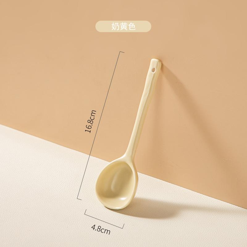 Long Handle Solid Ladle High Quality Non-toxic and Tasteless Good Looks Vintage Kitchen Supplies Ceramic Spoon Fine Workmanship