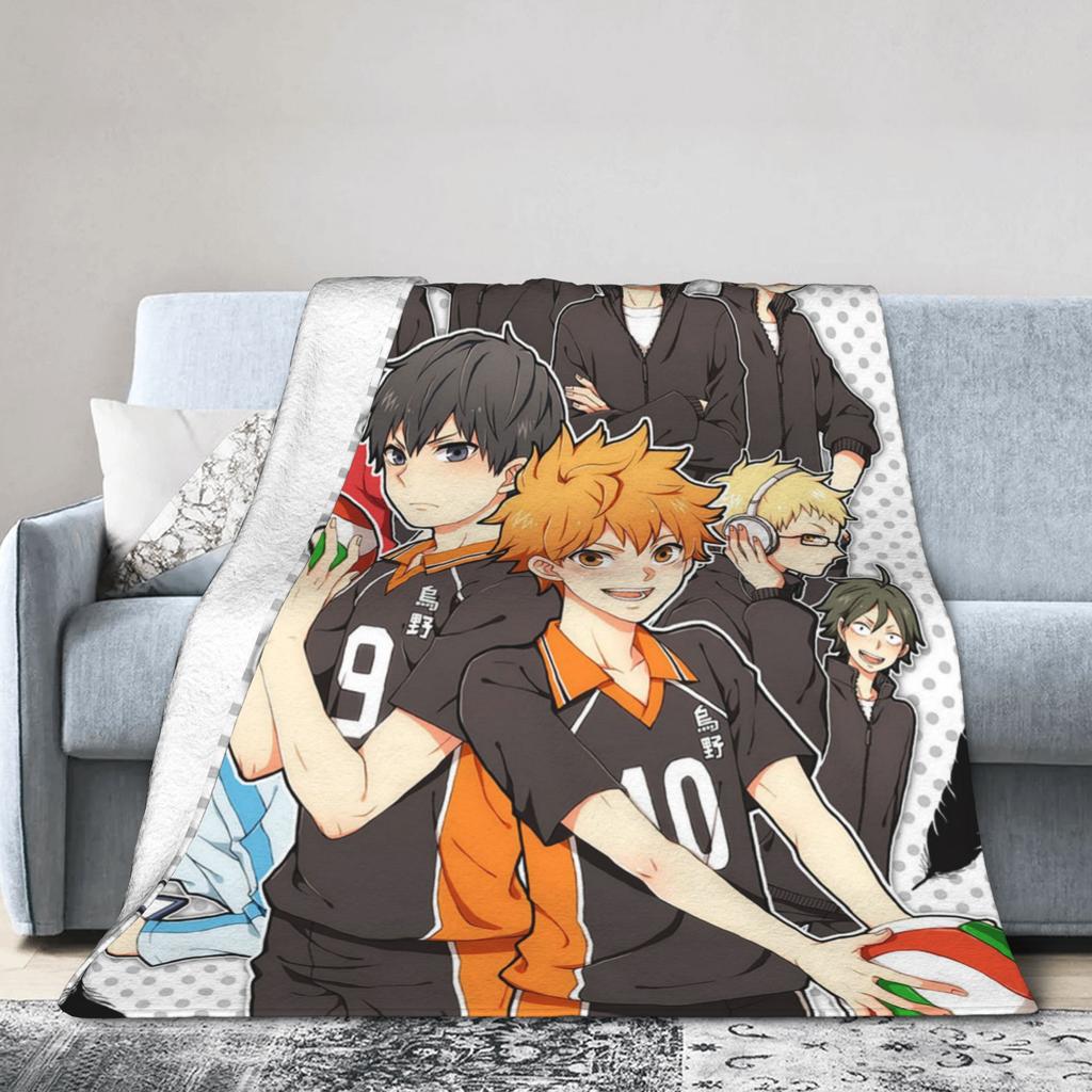 Aoba Johsai Volleyball Flannel Blankets Japanese Anime Funny Throw Blankets for Home Hotel Sofa 150*125cm Bedspreads