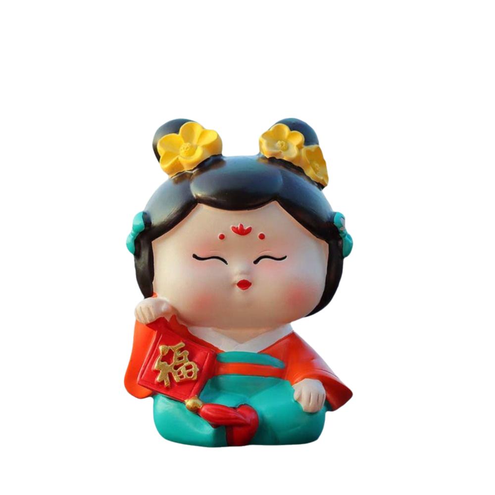 

Decorative Car Cute Doll Ornament Art Craft Tang Dynasty Woman Figurine Bookshelf Style 3