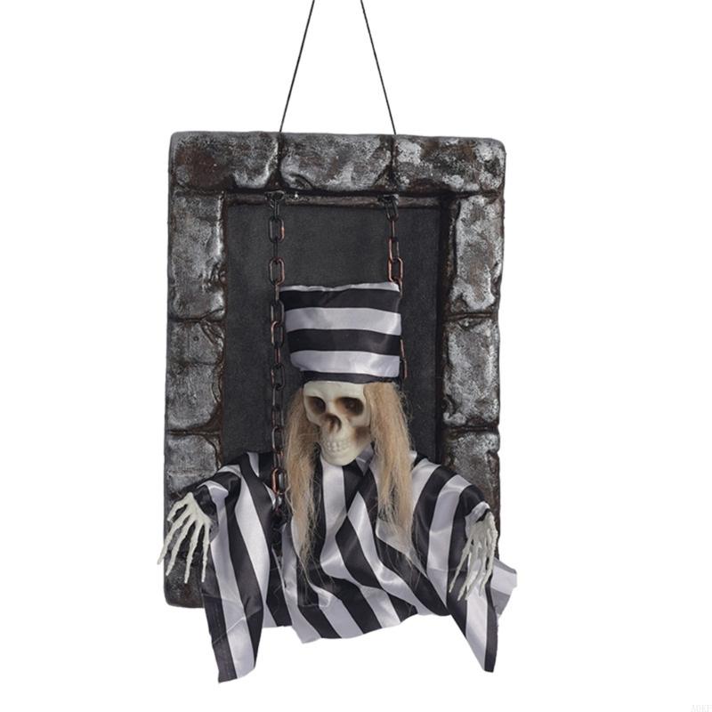 Motion Activated Glowing Ghostly Gravestone Decoration Scary Sounds and Shaking A0KF