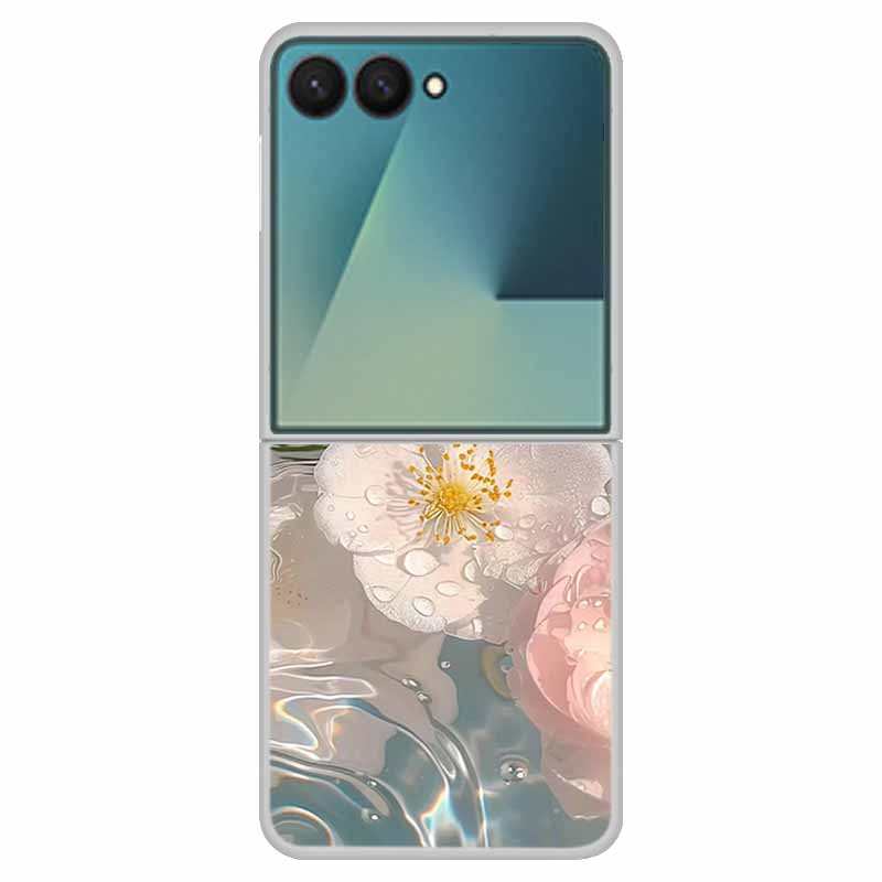 For Samsung Z Flip7 Flowers Case Transparent Hard PC Plastic Cover Shockproof Coque for Funda Samsung Galaxy Z Flip 7 5G Zflip7