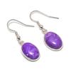 Natural Charoite Gemstone Handmade 925 Sterling Silver Earring 1.38" AE-11678