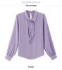 Spring 2025 French Chiffon Ribbon Shirt - Age-Reducing Long Sleeve Top for Women