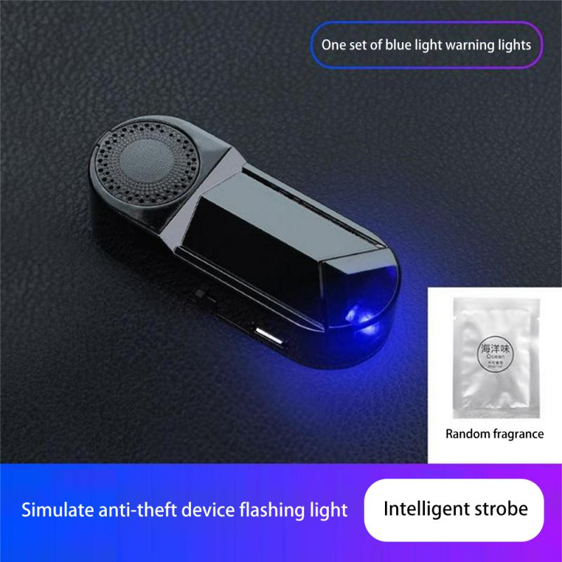 

2-в-1 светодиодный фонарь безопасности на солнечных батареях с ароматерапией, имитация фиктивной сигнализации, беспроводной светодиодный предупреждающий свет для автомобиля синий
