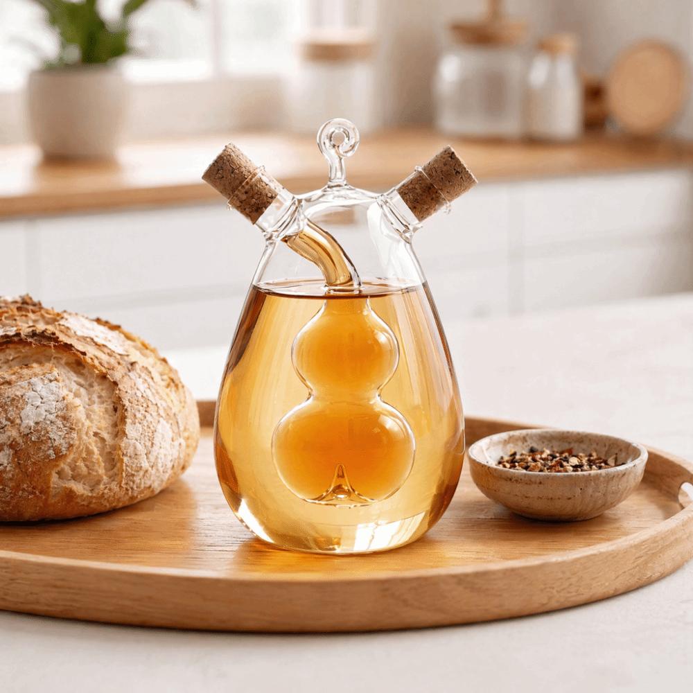 2-in-1 Öl- und Essigspender Glas Essigkännchen Flasche Olivenölspender Küche Restaurant