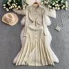 Autumn Winter Women Brand Designer Runway Party Dresses Full Sleeve Knitted Sweater Long Midi Pullover Fishtail Dress