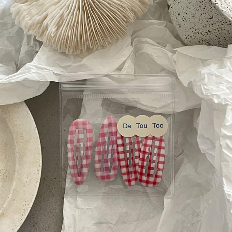 College Style Fashion Color Contrast Plaid Water Drop BB Clip Suit Cute Young Student Female Broken Hair Fringe Hairpin New