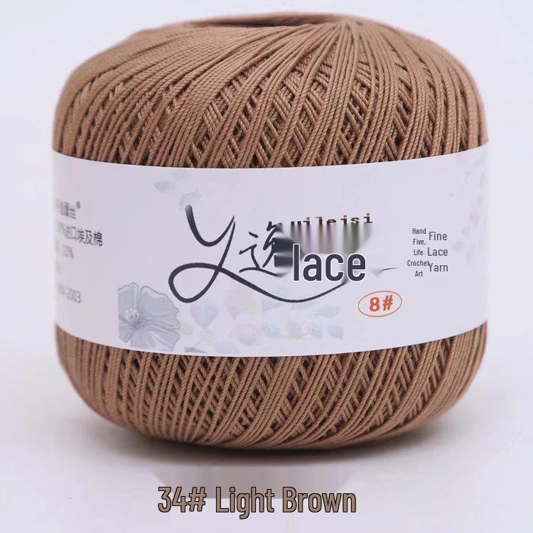 8# 100% Cotton Lace Yarn - 50g Ball, 400m, Strong Twist Crochet Thread for Hand-knitting, Flowers, Hats, and Cardigans - Free Shipping.