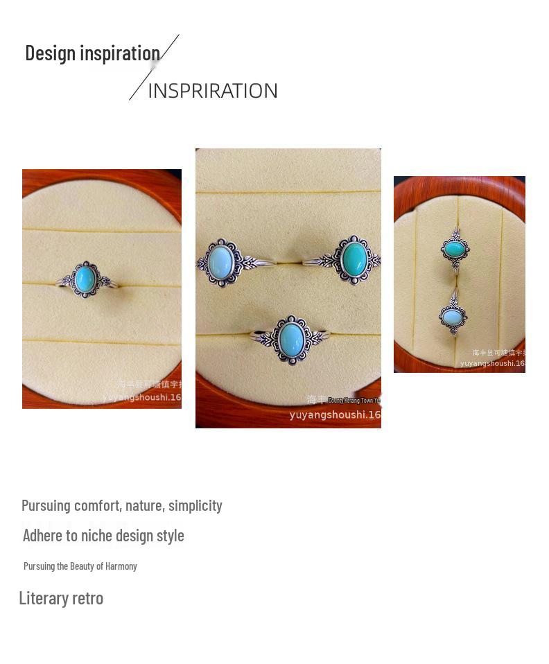 S925 Silber Vintage Ring mit natürlichem Türkis Cabochon - Eleganter, zeitloser Schmuck für Frauen für den täglichen Gebrauch