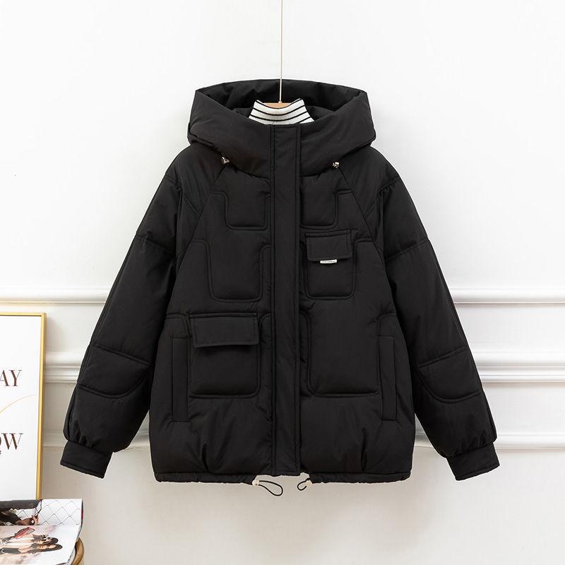 Blaue Baumwoll-Steppjacke Damen neue Mode Brotjacke Herbst und Winter warme Jacke verdickte Baumwoll-Steppjacke Trend