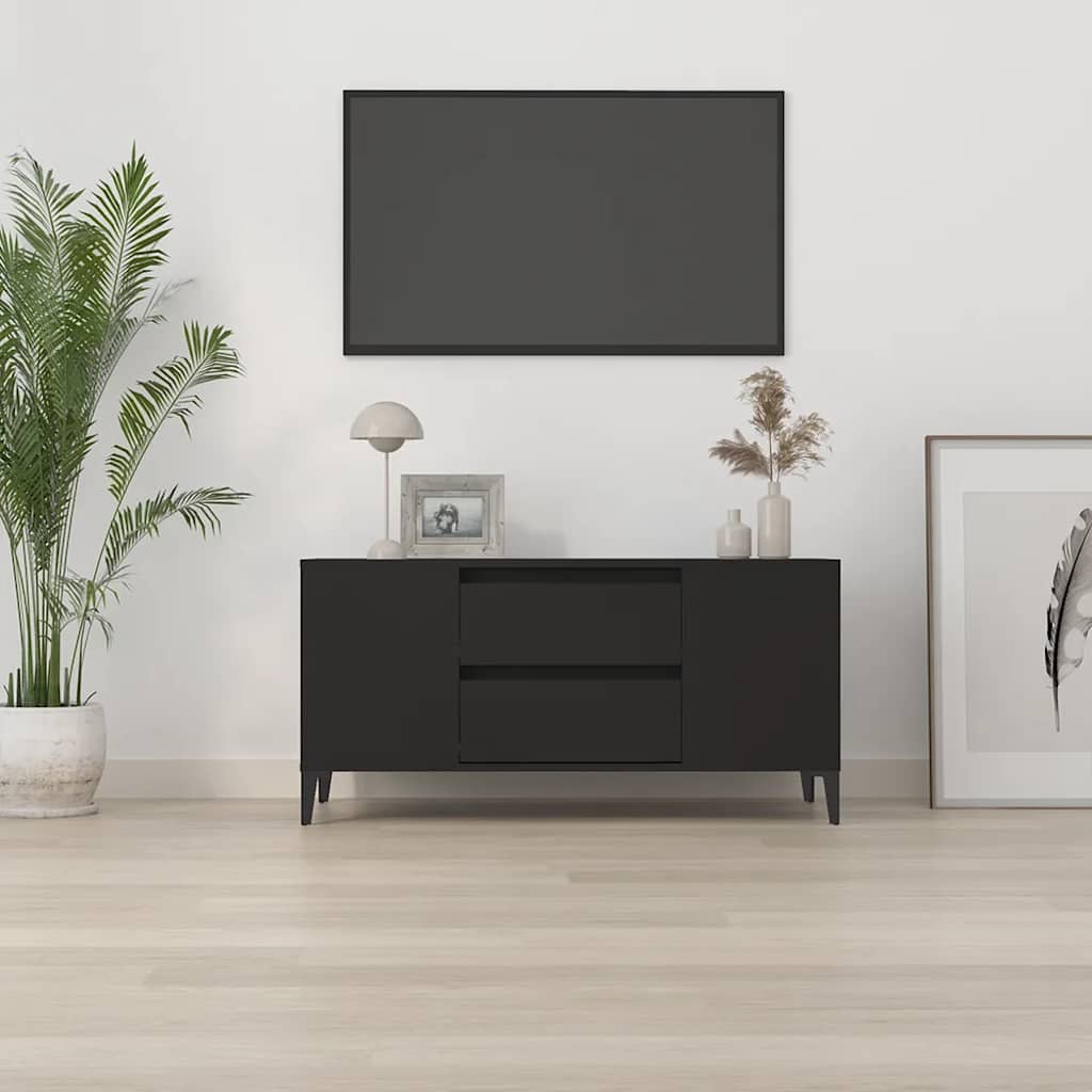Vidaxl Szafka Pod Tv, Czarna, 102X44,5X50 Cm, Materiał Drewnopochodny