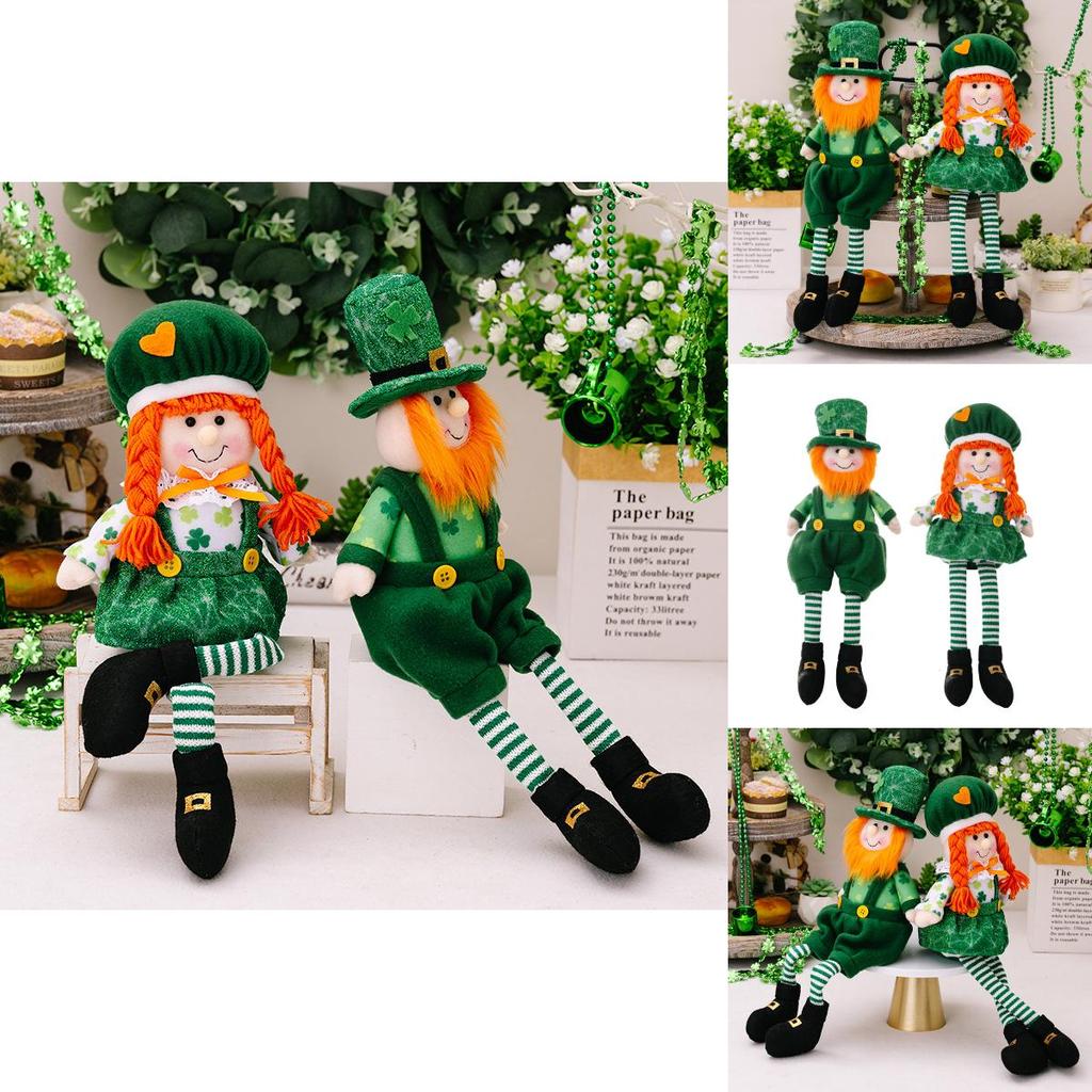 Charming Greenery Styled St Patrick's Day Decorative Doll With Hanging Legs For Festive Home Decor