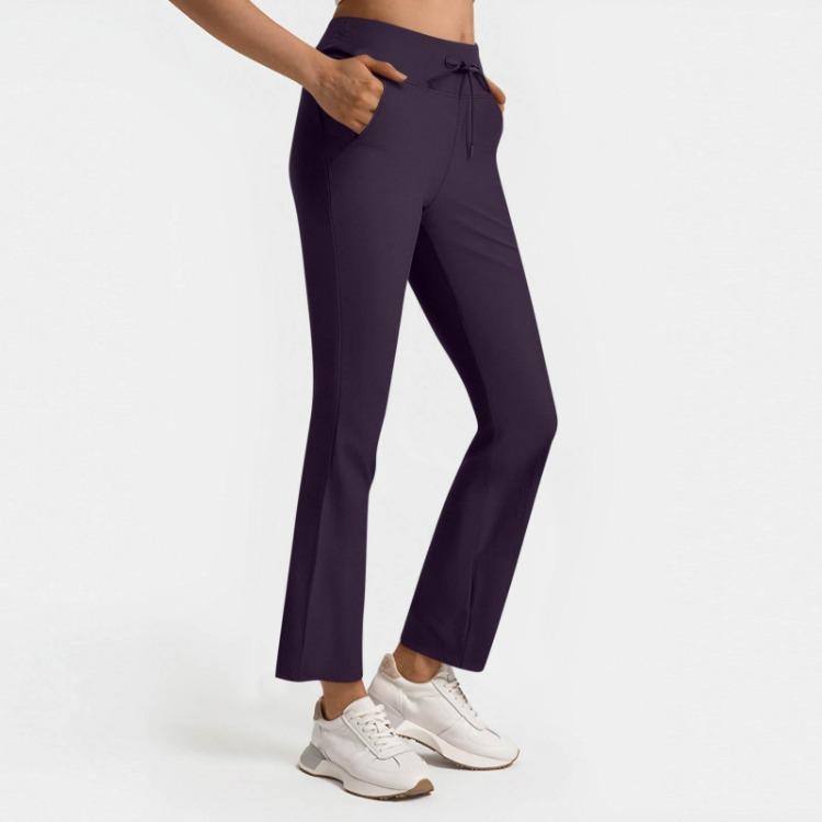

High Waist Drawstring Casual Pants Women Solid Color Fashion XXL фіолетовий