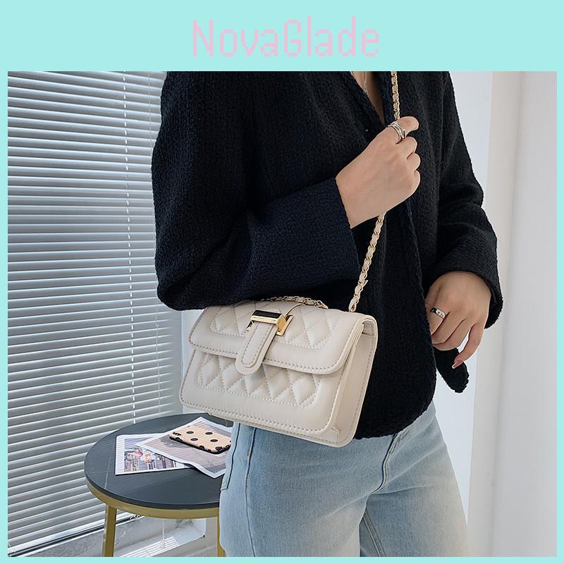 Fashionable Urban Chic Diamond Quilted Chain Shoulder Bag Stylish Small Pu Crossbody