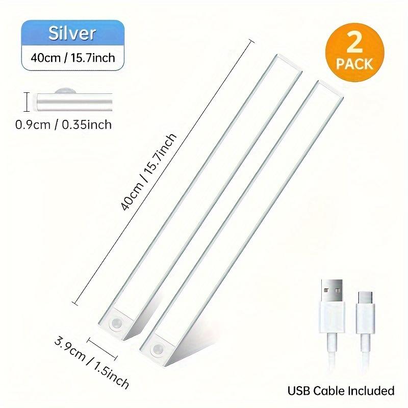 2 Stück Bewegungsmelder-Unterschrankleuchten, 3 Farbtemperaturen, kabelloses, per USB wiederaufladbares Nachtlicht, Schrankleuchten für den Innenbereich, überall aufklebbar