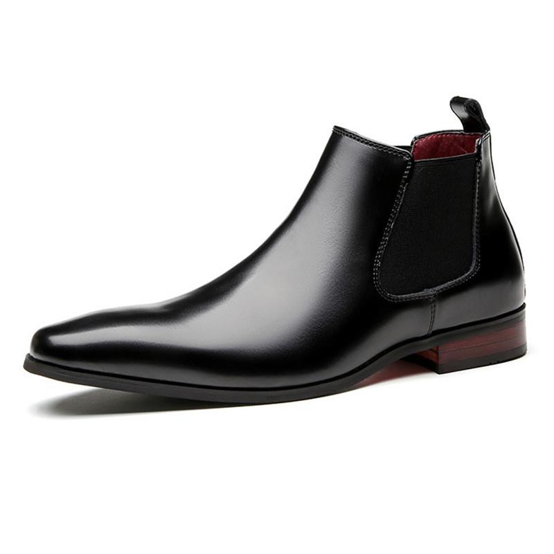 Fashion New Men's Winter Black Brown Warm Plush Patent Leather Shoes Male Fashion High Tops Comfort Snow Ankle Boots