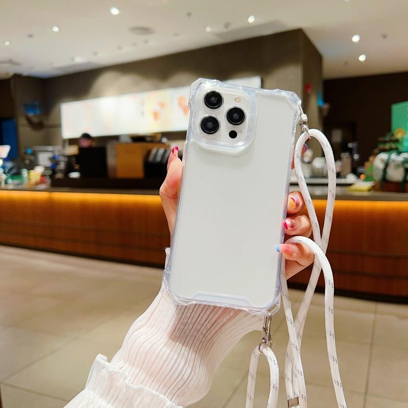 

Lanyard Case For Samsung Galaxy A55 A15 A35 A54 A14 A34 A53 A52 S24 Ultra S23 FE Four Corner Crossbody Strap Armor Clear Cover S23