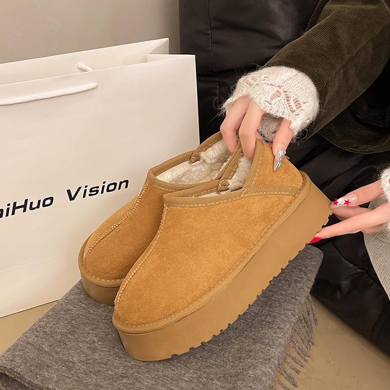

Elegant temperament and beautiful 22 autumn and winter thickened fur integrated medium tube snow boots warm and thin cotton boots 35 верблюд