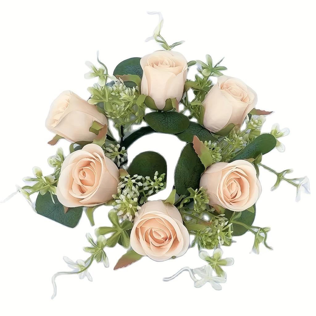 Handgefertigter künstlicher Rosenkranz mit Kerzenmittelstück, Realistisches gefälschtes Hochzeitsmittelstück, Hängende Tür-Tischdekoration für Valentinstag, Ostern, Chanukka