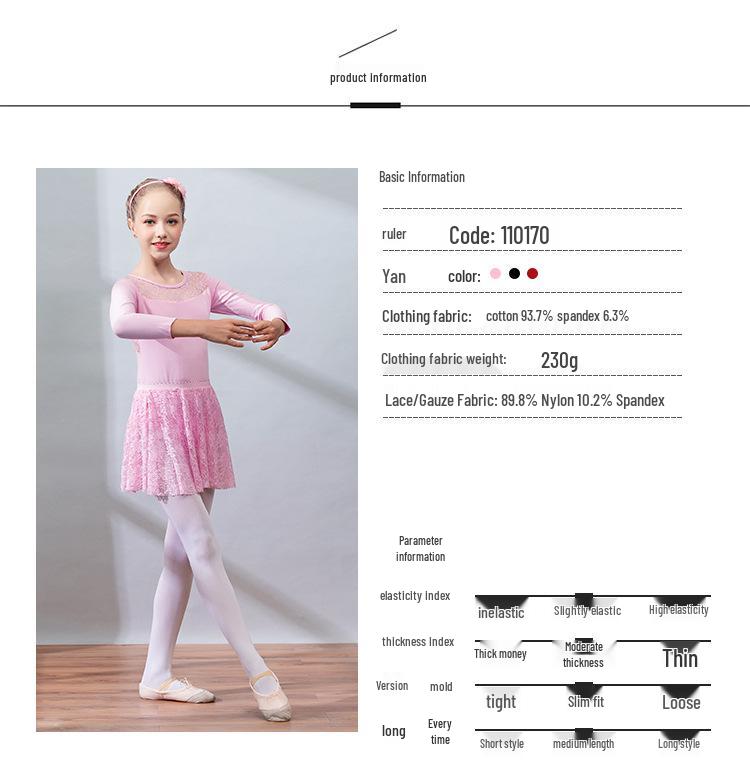 Dětská podzimní uniforma - dlouhý rukáv, baletní a taneční sukně