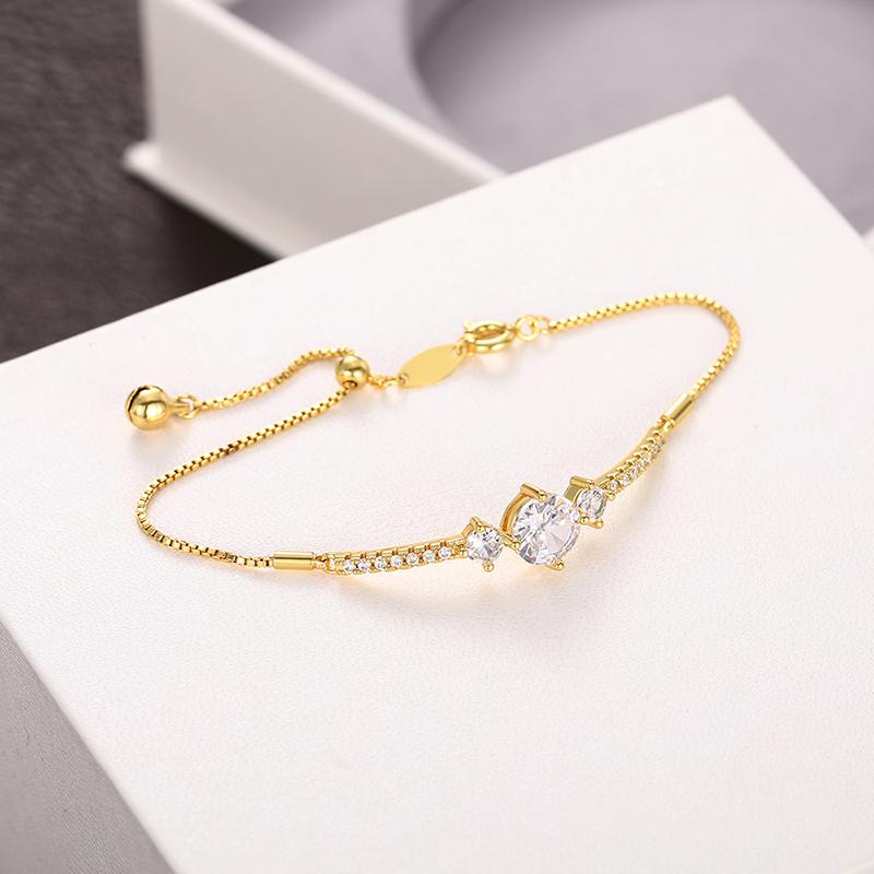 CAOSHI Delicate Adjustable Bracelet for Women Two Color Available Cubic Zirconia Daily Wearable Jewelry Shiny Party Accessories