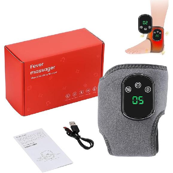 USB Rechargeable Ankle and Foot Massager,Ankle Heat Therapy,3 Combination 1 Wireless Portable Massager,Belt 3 Vibration Mode,5 Heating pad for pain серый