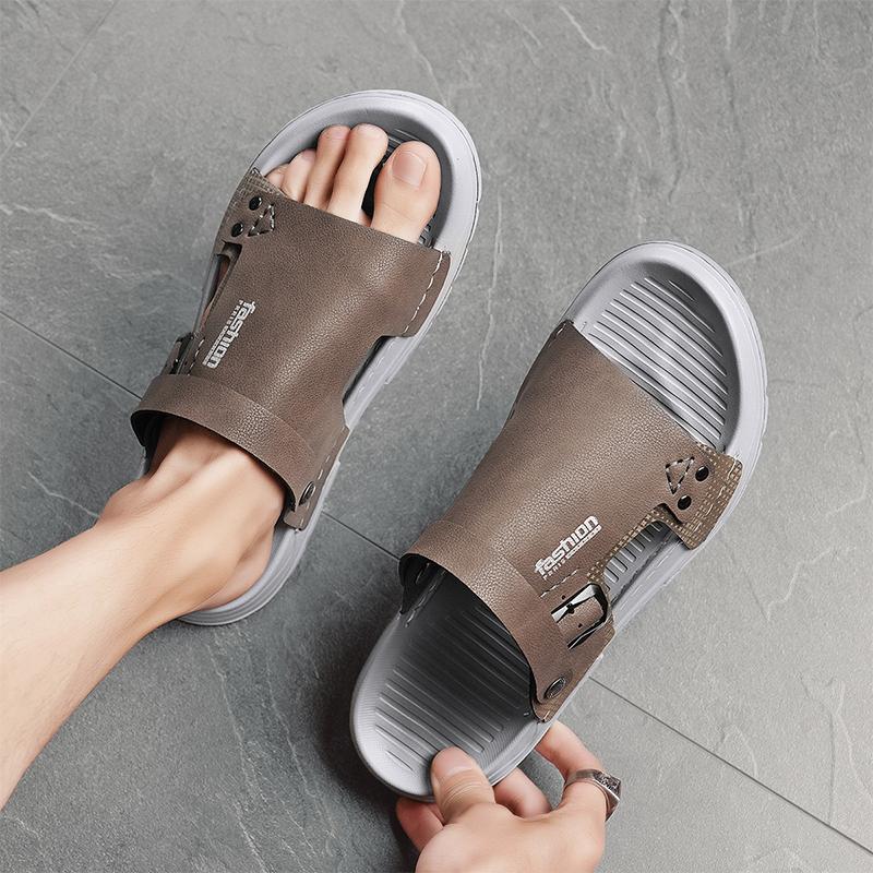 High-End Men's Sandals New Summer Outdoor Wear-Resistant Anti-Slip Soft Bot Two-Purpose Slip-On Oes Breathable PVC