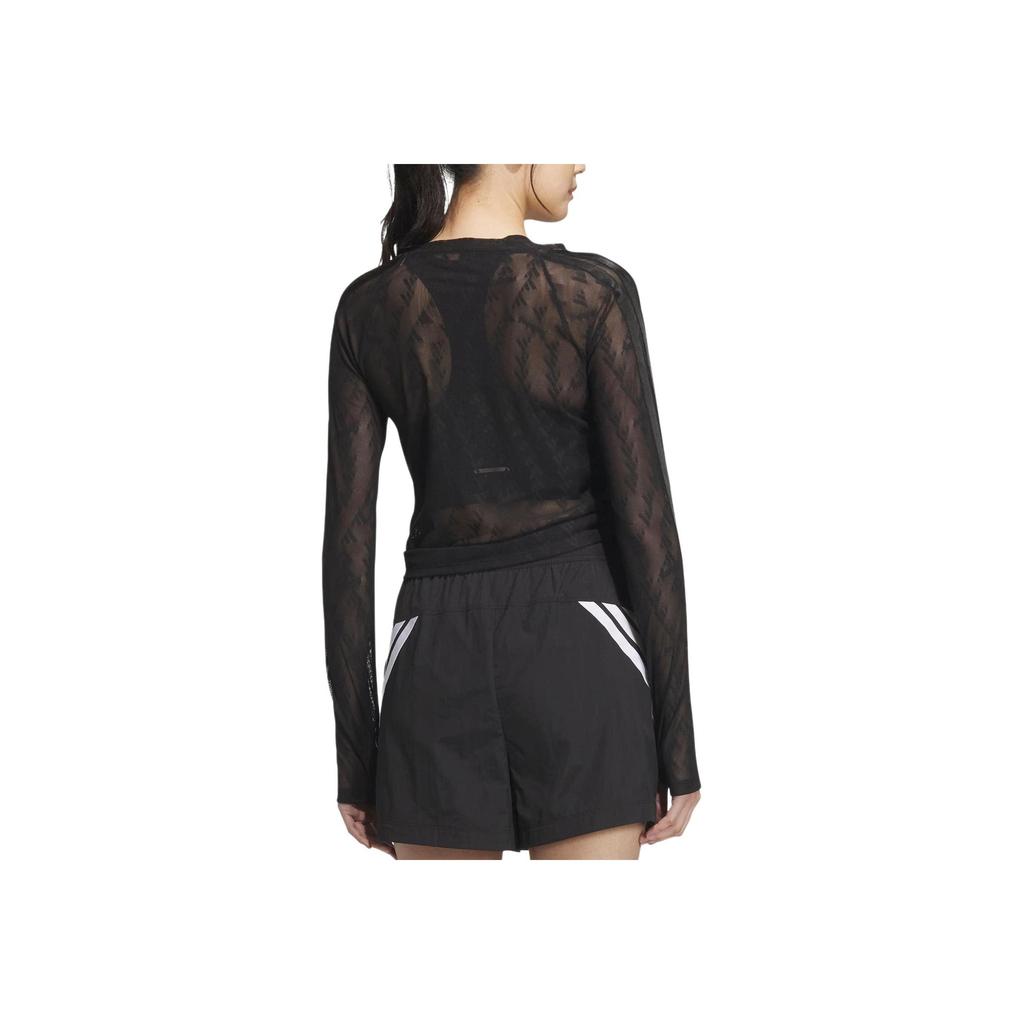 adidas Story Mesh Sports Casual Slim Fit Round Neck Long Sleeve T-Shirt Women Tops KB7607
