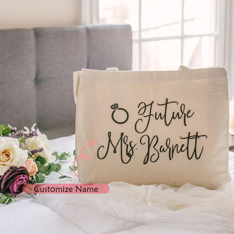 

Personalized Future Mrs Tote Bags Wedding Engagement Bridal Shower Decorate Bachelorette Party Totes Bridesmaid Bride To Be Gift 34x42cm