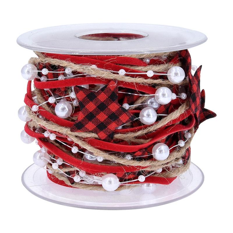 1/2M Christmas Ribbon Decoration Star Bead Chain Ribbon Xmas Tree Ornament DIY Christmas Gift Box Packaging 2023 New Year Natal 7