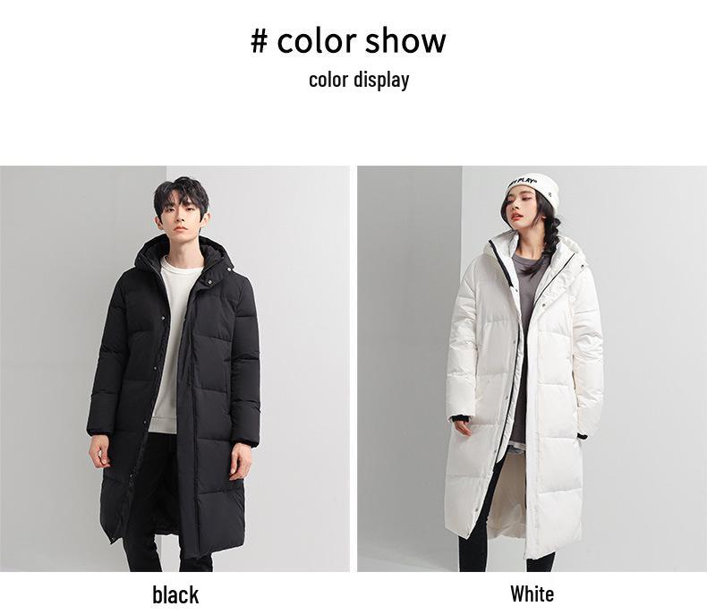Men's Long Winter Down Jacket - Thick, Warm, Loose Fit, Solid Color, Mid-Length, Over-the-Knee.