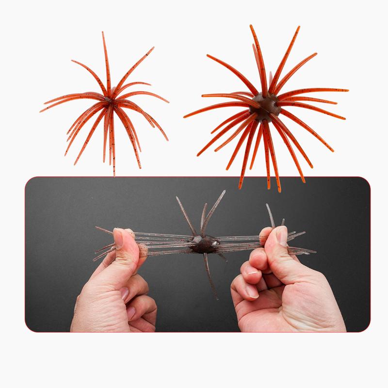 10Pcs TPE Sea Urchin Fishing Lures 4/7cm Soft Silicone Lifelike Baits for Saltwater Bream Offshore Fishing