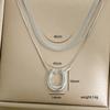 Custom 304 Stainless Steel 18K Gold Plated PVD Doble Collarbone  Necklace Waterproof Heart Butterfly Pendant Women