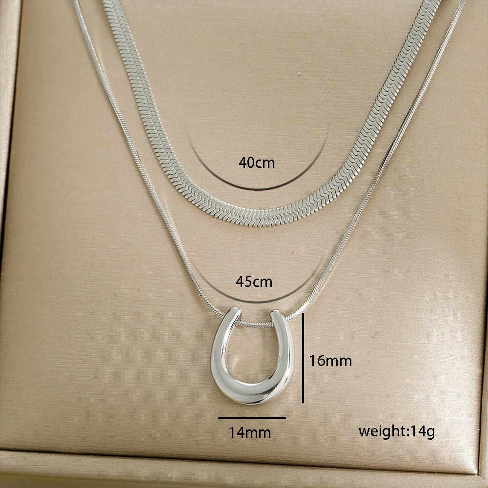 Custom 304 Stainless Steel 18K Gold Plated PVD Doble Collarbone Necklace Waterproof Heart Butterfly Pendant Women