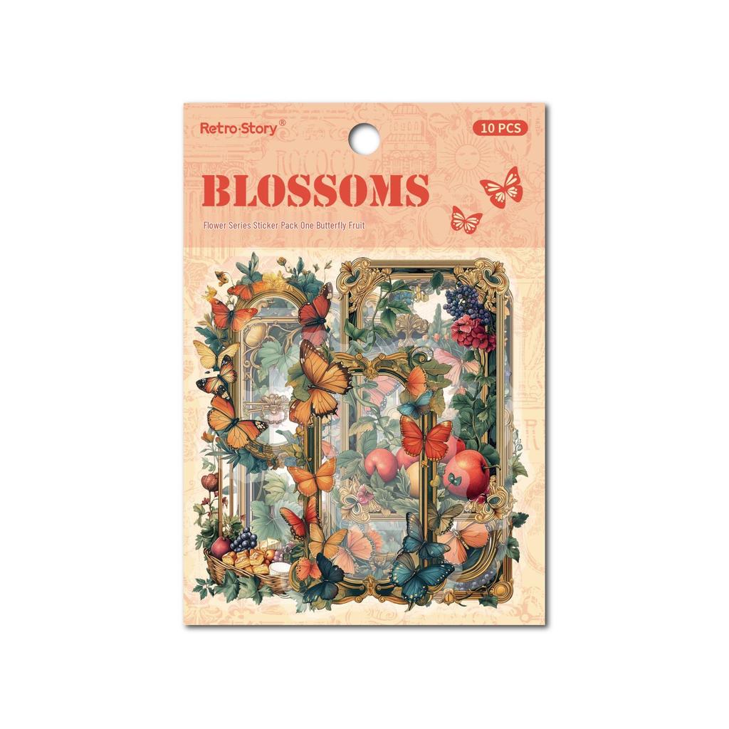 Retro Floral Border Handmade Journal Stickers - PET Material DIY Pack